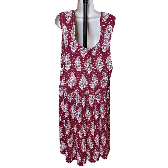 Lands End Sailboat Faux Wrap Sleeveless Dress Red Plus Size 3X u - Picture 5 of 9
